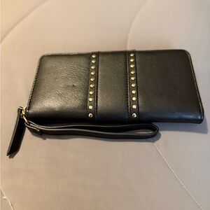 INC International Concepts Black Wallet with Gold Studs